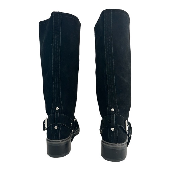 Moto boots black suede mid calf Nine West size 6.5 m - Picture 6 of 11